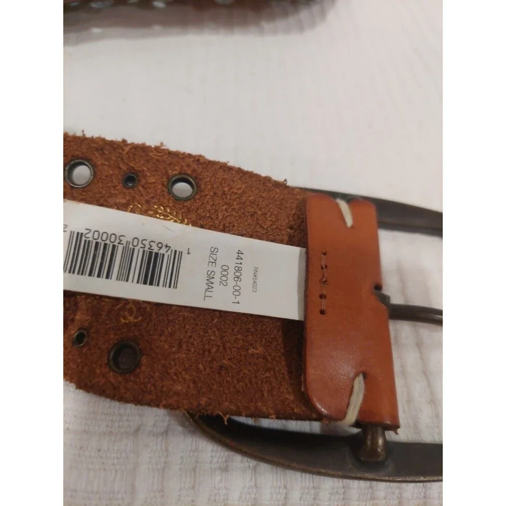 Gap 1969 Studded Rhinestone Leather Belt Massive Buckle Closure Brown Small